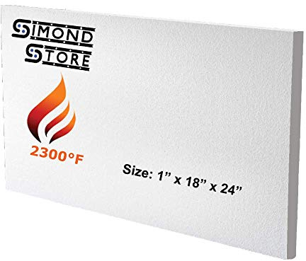 SIMOND STORE Ceramic Fiber Insulation Board - 2300F - 1 x 18 x 24 - Ceramic Thermal Insulation Board for Wood Stoves Fireplaces Furnaces Forges Kilns Boilers Pizza Ovens - Pack of 1
