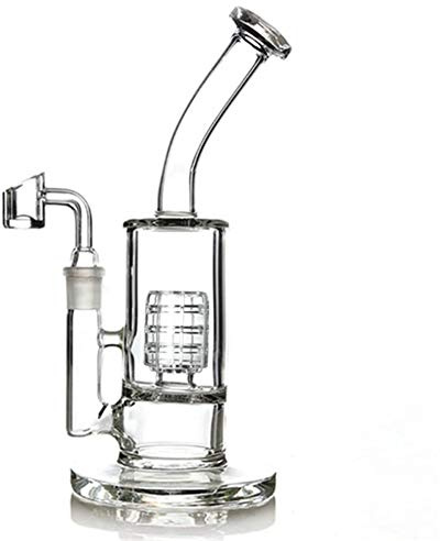 RORA 9.4inch Glass Water Pipes for Bong Medium Waterpipe Birdcage Honeycomb Bongs with Quartz Bowl (Clear)