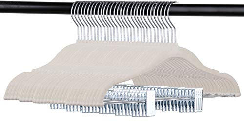 Tosnail 30 Pack Kids Velvet Hangers Children's Clothes Hangers Baby Hangers with Clips - Cream