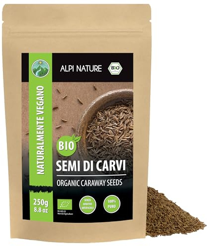 Alpi Nature Organic Caraway Seeds 250g 8.8 oz, Whole Caraway Seeds for Cooking and Baking