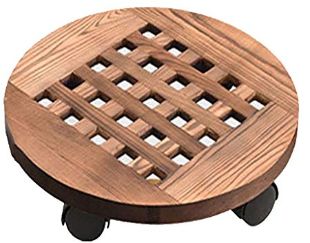 MESURE Pflanzenroller Holz Rund,Blumenuntersetzer Für Blumenkübel, Schwerer Rustikaler Pflanzgefäß Aufgehüllt Runder Draußen, Pflanze Dolly Pflanze Topf Stehen Für Tatio, Garten, Hause