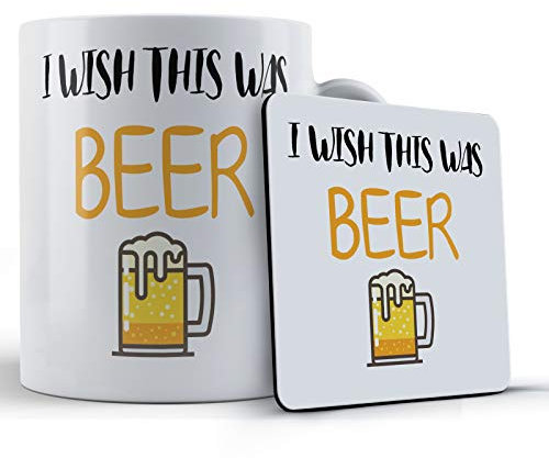 Funny Mug Beer, Dad I Wish This was Beer - Gift Mug & Coaster, Ceramic, 11 fl. oz.