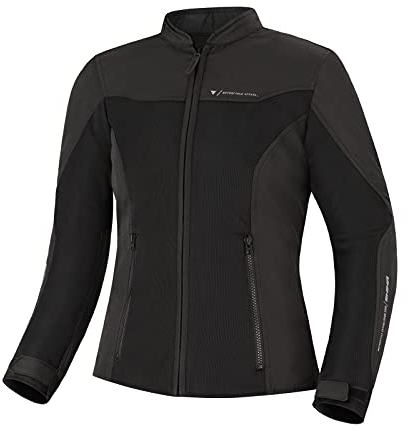 SHIMA OpenAir Motorrad Jacke Damen mit Protektoren AirForce Rückenprotektor Motorradjacke Sommer Mesh Belüftet Textiljacke Schutzjacken Protektorenjacke Luftige (Frauen, Schwarz, XL)