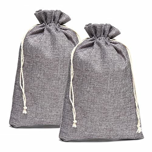 HERZWILD Jutesäckar 12 st påsar 20 x 30 cm jutekasse, tygpåse presentpåsar påsar för adventskalender (grå)