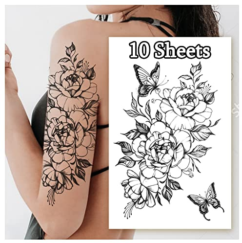Temporäre Tattoos, 3D Rose Schmetterling Fake Tattoos
