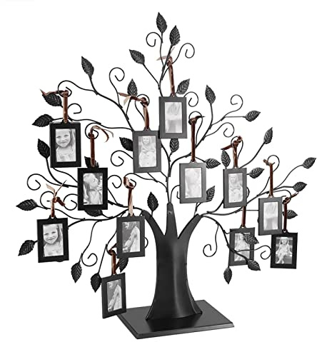 Ejoyous Marco de fotos de árbol genealógico, moderno árbol familiar para 12 fotos, marco de fotos familiar personalizado, para decoración de escritorio, jóvenes, niñas, hombres