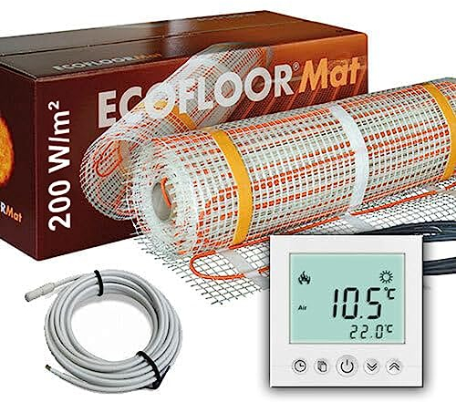 2 qm PREMIUM Fußbodenheizung 400 Watt elektrisch Fliese Bad Heizmatte mit Thermostat Saxa31 2 m²
