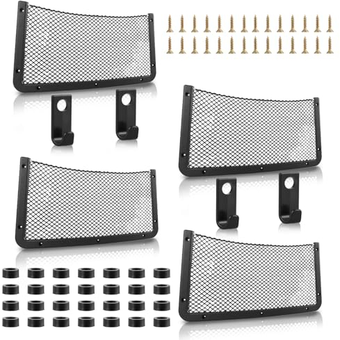 AHAQU 4pcs Storage Nets for Campervans, 42x21cm Elastic Storage Net with Plastic Frame, Van Motorhome Caravan Boat Car Storage Solutions Accessories for Storing Phone, Water Bottle, Toiletry