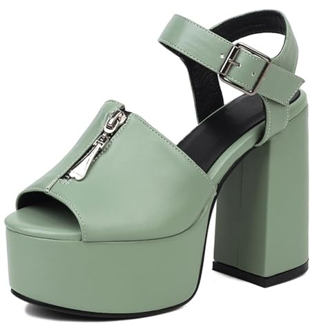 Lroey Reoly Sandalias de Mujer, Sandalias de Tacón Alto con Punta Abierta Hebilla Tacón Chunky Sandalias Correa de Tobillo con Plataforma, Talla 34-43