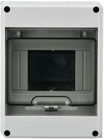 Scatola di Distribuzione Elettrica, Scatola Interruttore Automatico a 5 Vie con Scatola di Distribuzione della Copertura Impermeabile Trasparente Impianto Elettrico Esterno(5 Way)
