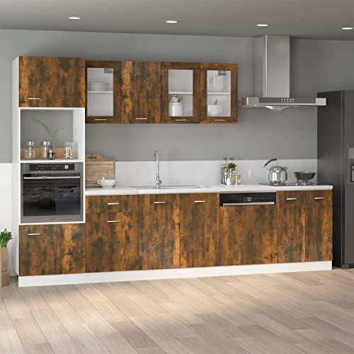 LAPOOH Spülenunterschrank, Spülenschrank, Unterschrank, Küchenunterschränke, Küchenunterschrank, Spülschrank, Räuchereiche 80x46x81,5 cm Holzwerkstoff