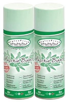 HOME PRO Muschio Bianco - Spray Deodorante Professionale Tessuti Ambiente Auto Cassetti Igienizzante Scarpe Armadio Profumo Hotel Palestra Accessori Lavanderia -2x400ml