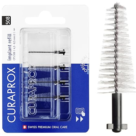 Curaprox CPS 508 Implant Ersatz, 4er-Pack, Schwarz, Swiss Design | Interdentalbürsten-Ersatz, Für Größere Zwischenräume, Ultrafeine Borsten, Effektive Reinigung