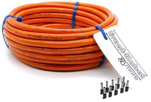 PUR-Leitung orange H07BQ-F 3x1,5mm2 Polyurethanleitung, Baustellenkabel, Industriekabel für den Außenbereich 5-100m inkl. 10x 1,5mm² Aderendhülsen (50 Meter)