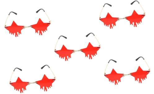 SAFIGLE 5 Paare Pentagramm-sonnenbrille Dekorative Sonnenbrille Party-cosplay-requisiten Partystar Strandsonnenbrille Sterndekor Karneval Sonnenbrille Rot Gläser Stk Partybedarf