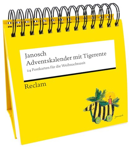 Adventskalender mit Tigerente. 24 Postkarten für die Weihnachtszeit: Hochwertiger Spiralaufsteller von Janosch | Mit weihnachtlichen Gedichten und Janoschs Tigerente