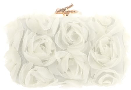 EVEOUT Damen Blume Abendtasche Clutch mit Kette Elegante Mesh Blume Umhängetasche für Party Abschlussball Hochzeit Braut Handtasche
