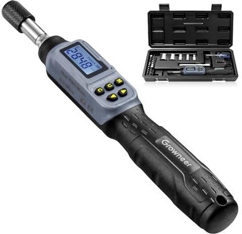 GROWNEER Digital Torque Screwdriver, 2.66-53.1 In-lbs/0.3-6 Nm, 1/4'' Drive Inch Pound Torque Screwdriver Electrician with Buzzer & LED Indicator, 27 In 1 Torque Wrench Screwdriver Set