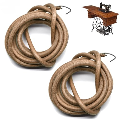 Yudobliss 2 Stück Nähmaschinengürtel, Leder Nähmaschinengürtel, Nähmaschinengürtel 183 cm lang, Runder Leder Antriebsriemen, Leder Nähmaschinengürtel mit Haken, Durchmesser 5,8 mm
