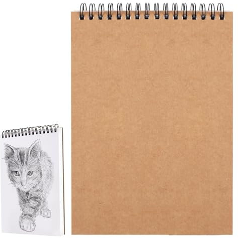 Zeichenblock A4 Skizzenbuch, 60 Seiten Sketch Papier, Blanko Skizzenblock Spiralgebundenes Zeichenblock mit Strapazierfähiger für Zeichnungen und Skizzen, Acryl, Aquarell, Bleistift