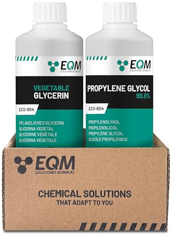 EQM - ECO-905 - Glycérine Végétale + Propylène Glycol - 500 ML - Pureté Pharmaceutique 99,5% - Idéal pour Crèmes, Lotions, Gels et Baumes