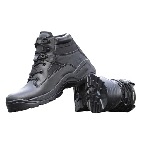 Botas De Combate para Hombre, Botas Tácticas De Combate Antideslizantes Duraderas De Baja Altura Y con Cordones para Hombre, Botas De Caza Ligeras, Transpirables Y De Seguridad(Black,41 EU)