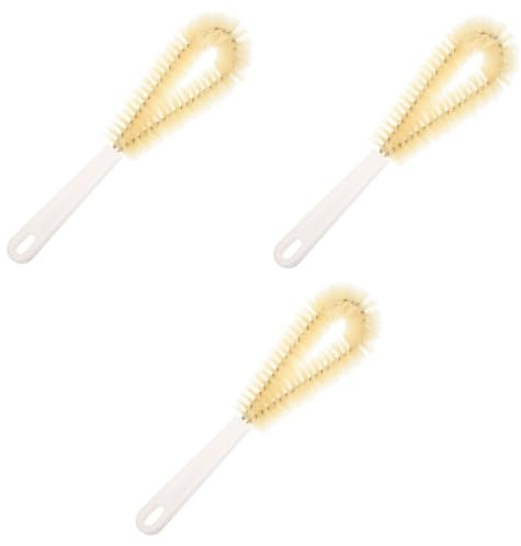 BESTonZON 3 Stück 90 Biege Reinigungs bürste Flasche automatisch Schaum Gestell Bier Pinsel küche Kitchen Brush spuelbuerste Cleansing Brush Topfreinigungsbürste Kaffeepinsel Schweinehaar