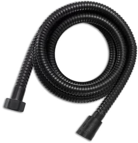 Axvxby Tubo doccia nero, 1,5 m, in acciaio inox, flessibile, protezione contro la torsione, attacco standard da 1/2, resistente al calore, resistente alla pressione per doccia e doccetta