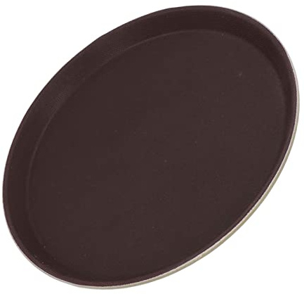 KIMISS Plateau de Service Rond avec Base en Caoutchouc Non Galet - Fibre de Verre trempé Résistant à la Chaleur pour Les Restaurants, Les et l'utilisation de la Maison - Plateau de Service (40 cm