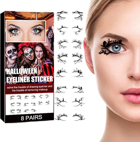 Ögonskuggsdekal – papper halloween ögontillbehör | Ögonmakeup – klistermärken | Självhäftande tillfälliga | Mode kreativ halloween eyeliner, makeup – klistermärken för cosplay, konsert, Fe