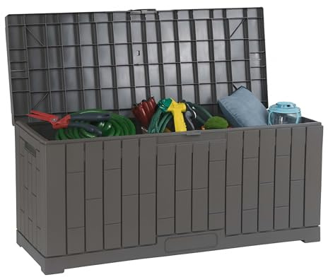 DIVCHI Outdoor Storage Box Waterproof Deck Box for Garden Tools Patio Cushions Toys Wellies Logs Coal and Pool Accessories Lockable Indoor Outdoor Storage for Supplies & Essentials (60 Gallon)