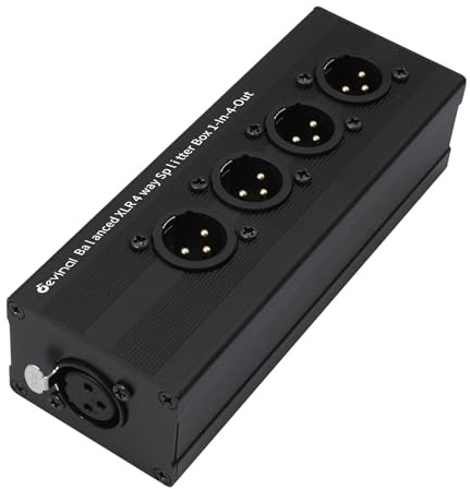 Devinal 1-IN-4-OUT XLR Audio Splitter Box ; XLR 1 Female to 4 Male Balanced Converter ; 4-Way Stereo Passive Audio Cable