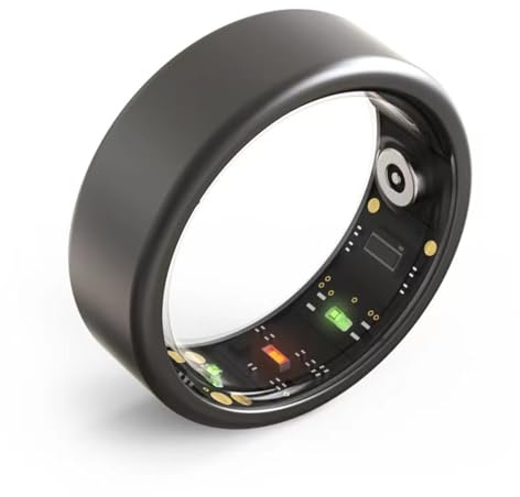Hoorawwi Smart Ring Bluetooth Health Smart Ring con monitoraggio del sonno, della frequenza cardiaca, della pressione sanguigna e dell'ossigeno per Samsung iPhone, impermeabile, colore nero #8