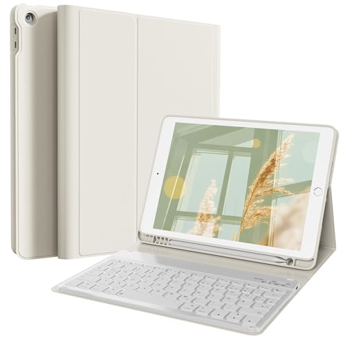 ZOPSGYU Funda con teclado para iPad 9ª generación 2021/8ª generación 2020/7ª generación 2019 10.2 pulgadas, teclado inalámbrico Bluetooth desmontable, soporte, funda de teclado tipo libro con soporte