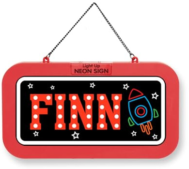 LED Leuchtschild Neonschild mit Namen, Leuchtende Wanddekoration mit Batterie, 18,7x10,3x1,6cm - Finn