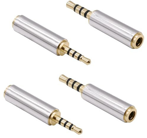 YARCHONN Adattatore jack da 2,5 mm a 3,5 mm a 4 poli da 2,5 mm maschio a presa da 3,5 mm TRRS Stereo Audio Converter Adattatore per Microfoni Cuffie Tablet -4 pezzi
