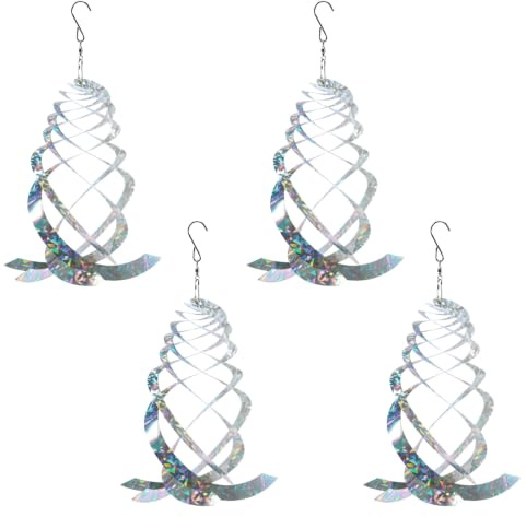 OFFO Effaroucheur Oiseaux Réfléchissant Giratoire, 4 Pièces Anti Pigeon Extérieur en Spirale, Repulsif Pigeon Écologique, Effaroucheur Pigeons pour Jardin Balcon Terrasse