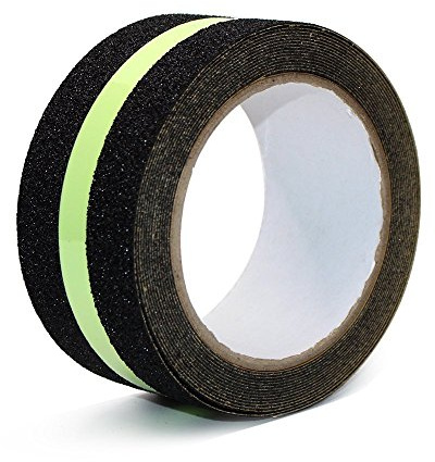 Ruban ADHESIF ANTIDERAPANT - 50 mm x 5 m - Noir avec Bande Fluo - INTERHOME©