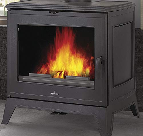 BRONPI Estufa de Leña Preston 14 KW, Hierro Fundido, HEATING_STOVE, Estufa, 75% de Eficiencia Energética, Madera, Ventilación Directa, Montaje Independiente, Cobertura para Espacios hasta 143 m2