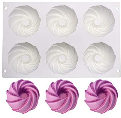 3d backformen - Mousse-Kuchenform Silikon backform, 6 Löcher Spirale Blume