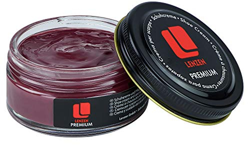 Lenzen Premium Schuhcreme für glattes und genarbtes Leder I Hochwertige Schuhpflege für Glanz und strahlende Farbe (Bordeaux)