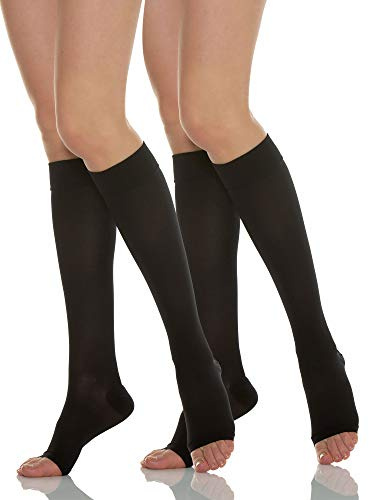 RelaxSan Basic 850A (2 par - Svart, Sz.4) Knästrumpor, öppen tå, 140 den, gradvis kompression 18-22 mmHg