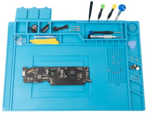 CPB Heat Resistant 932°F Silicone Soldering Mat, Anti-static Magnetic Mat | Large Soldering Work Mat with Screw Position for Soldering Station, Workbench, Computer, Phone Repair, 17.8 x 11.8