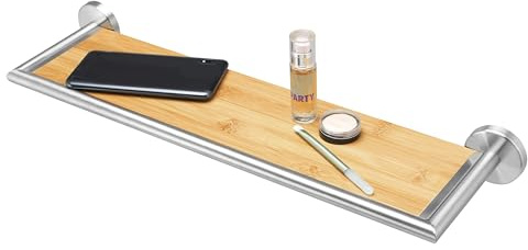 bremermann Bad-Serie Piazza Bambus - Badablage mit mattem Edelstahl-Rahmen, Badregal ideal f�r Bad und Dusche, Ablage aus Bambus und Edelstahl, matt