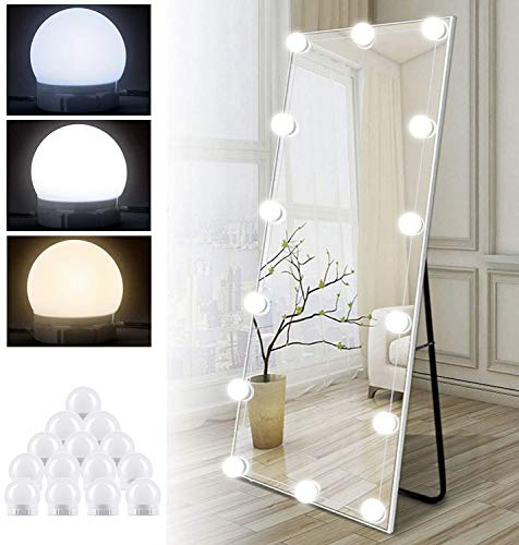 Akynite Mirror Lights 14 Bulbs Hollywood Style with USB Cable, 3 Colour Changing & 10 Brightness, Dressing Table Lights Stick On for Makeup, Vanity Light for Dressing Table (No Mirror & Adapter)