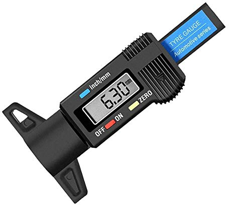 RUIZHI Digitale Misuratore di Profondità Battistrada 0-25,4mm LCD Display Misuratore di Calibro Pneumatico per Bicicletta, Auto, Camion,Moto
