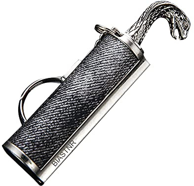 BIASTNR Permanent Match Keychain Lighter, Flint Matchstick Fire Starter Lighter, Reusable Flint Waterproof Metal Keychain Camping Emergency Survival Gear (Snake)