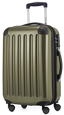 HAUPTSTADTKOFFER Alex - Handgepäck, 55 x 38 x 23 cm, TSA, 4 Rollen, 42 Liter, Reisekoffer, Hartschalenkoffer, Rollkoffer, Bordgepäck Koffer, erweiterbar, Avocado