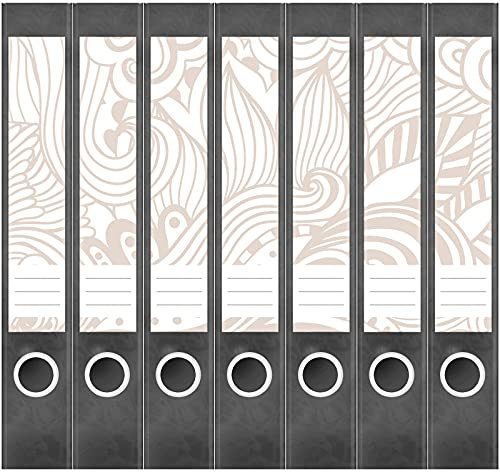 Etiketten für Ordner | Muster Beige 6 | 7 Aufkleber für schmale Ordnerrücken | Selbstklebende Design Ordneretiketten Rückenschilder