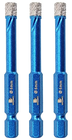 Diamantbohrer Fliesenbohrer Set 6mm - BRSCHNITT 3 Stück Sechskant-Schaft fliesenbohrer set- Lochsäge für Keramik, Granit, Glas, Porzellan, Fliesen, Feinsteinzeug, Mauerwerk, Marmor.